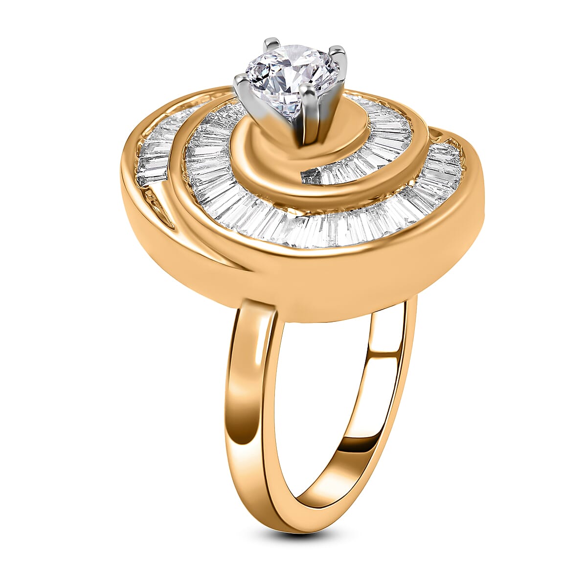 14K Yellow Gold White Diamond SI - VS Spiral Ring 1.77 ct,  Gold Wt. 5.75 Gms  1.770  Ct. 7690484 3