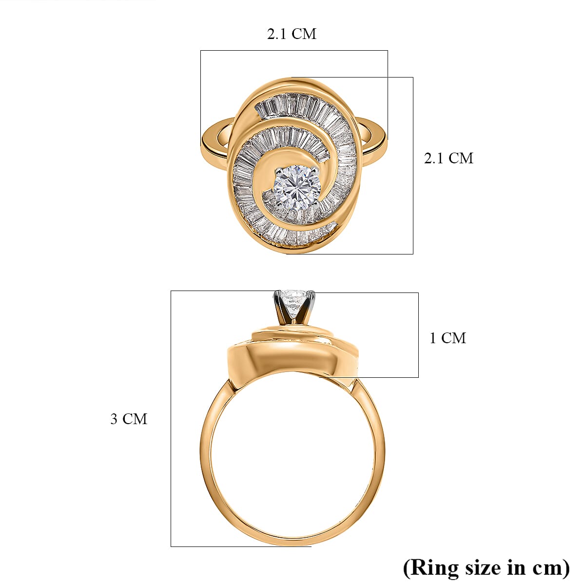 14K Yellow Gold White Diamond SI - VS Spiral Ring 1.77 ct,  Gold Wt. 5.75 Gms  1.770  Ct. 7690484 5