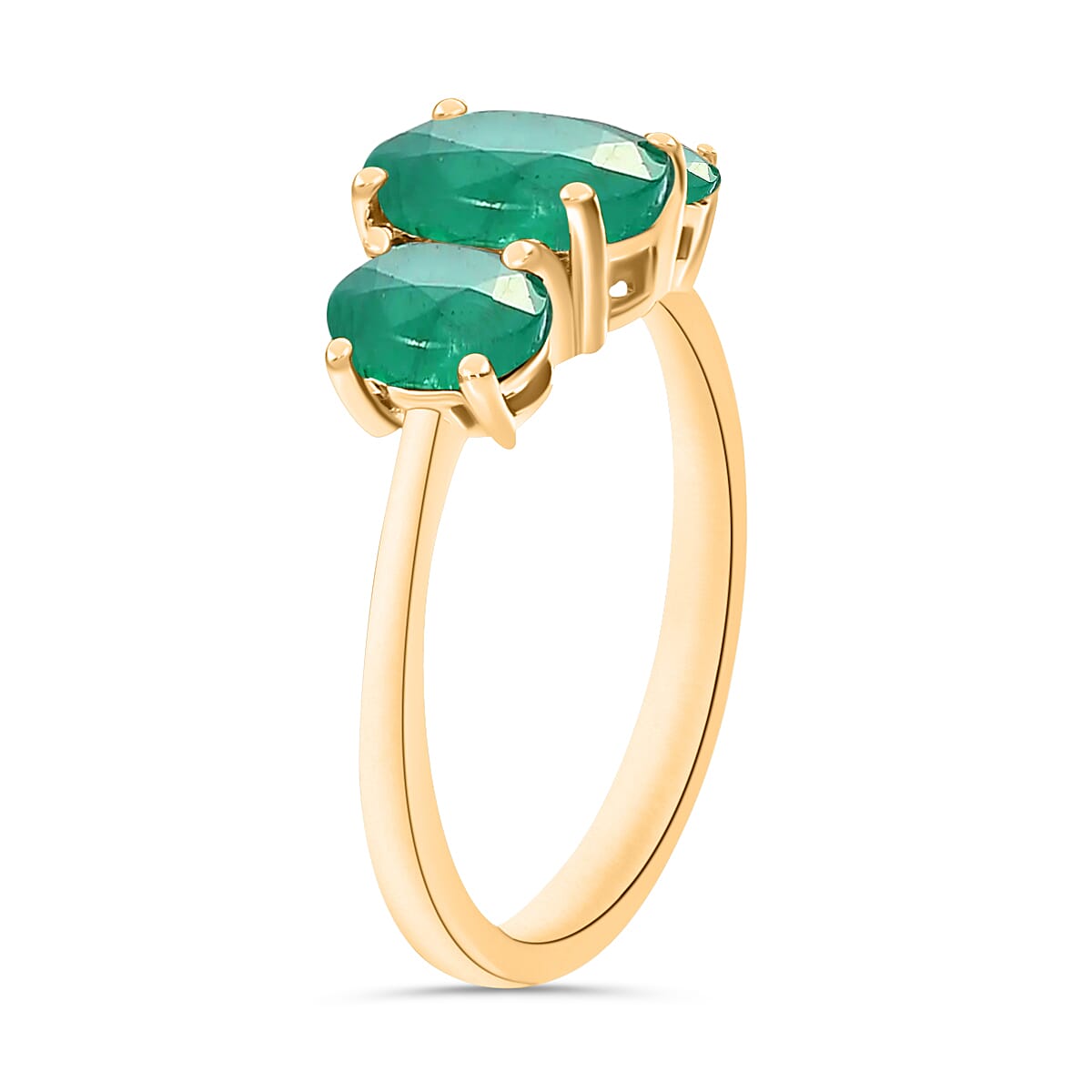 14K Yellow Gold Zambian Emerald 3 Stone Ring in Gold Wt. 4 grams, 2.20 Ct 8007350 3