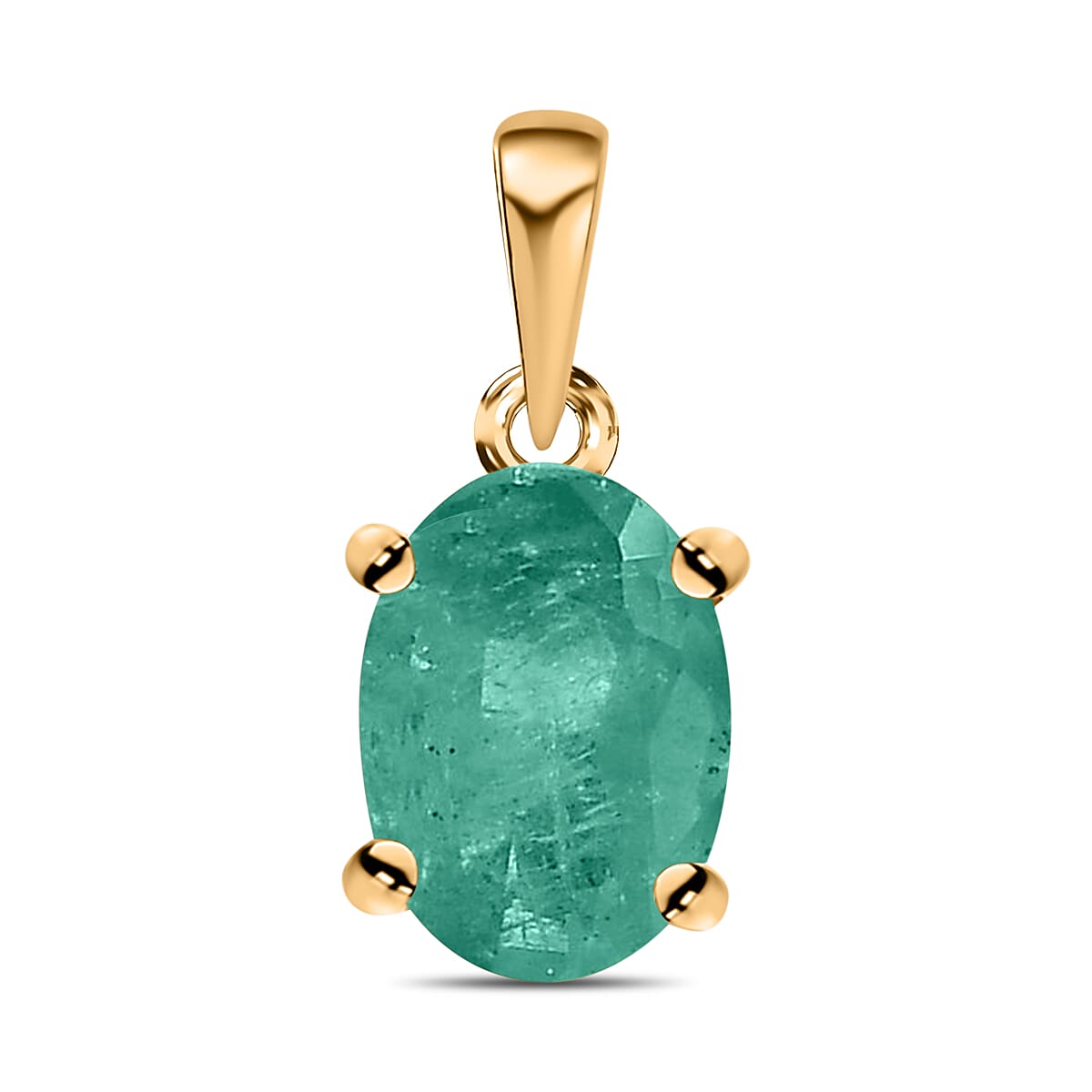 14K Yellow Gold Zambian Emerald Solitaire Pendant in Gold Wt. 2 grams, 0.820 Ct 8000232 0
