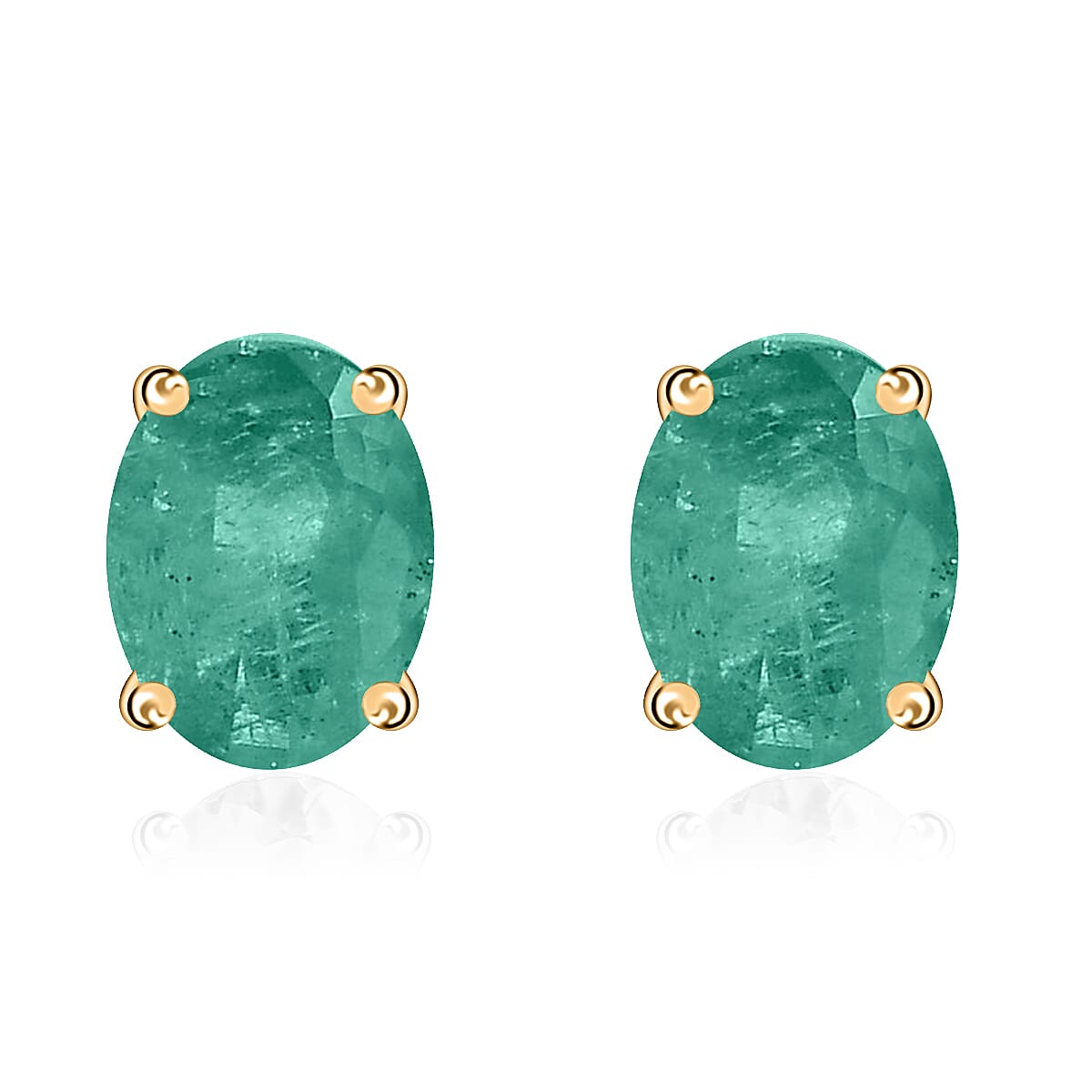 14K Yellow Gold Zambian Emerald Solitaire Stud Push Post Earrings 1.60 ct. 8000618 0