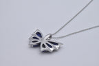 Lapis Lazuli and White Austrian Crystal Butterfly Pendant with Chain (Size 20) 15.750 Ct.