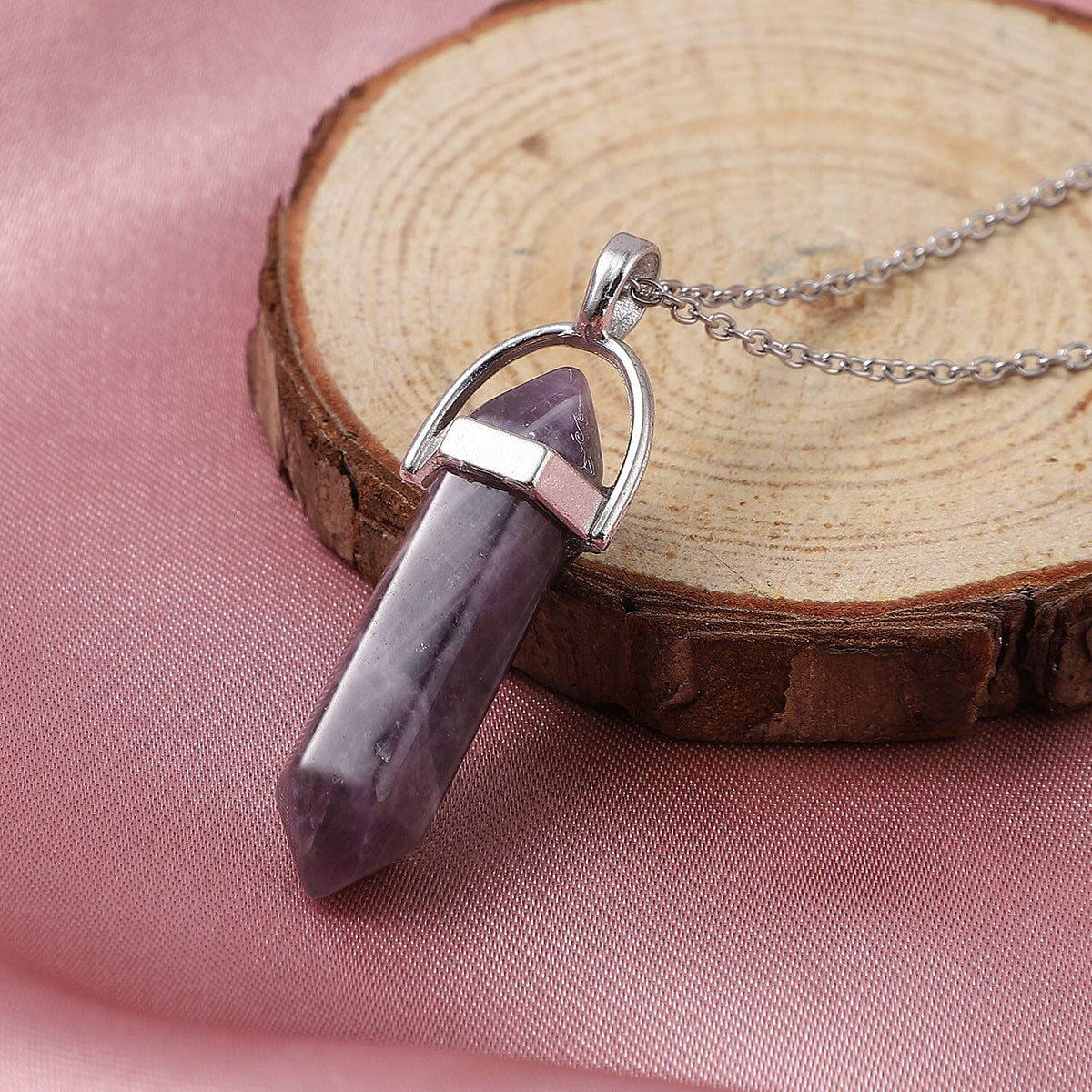 16 Carat Amethyst Solitaire Pendant with Chain in Stainless Steel 3599168 3