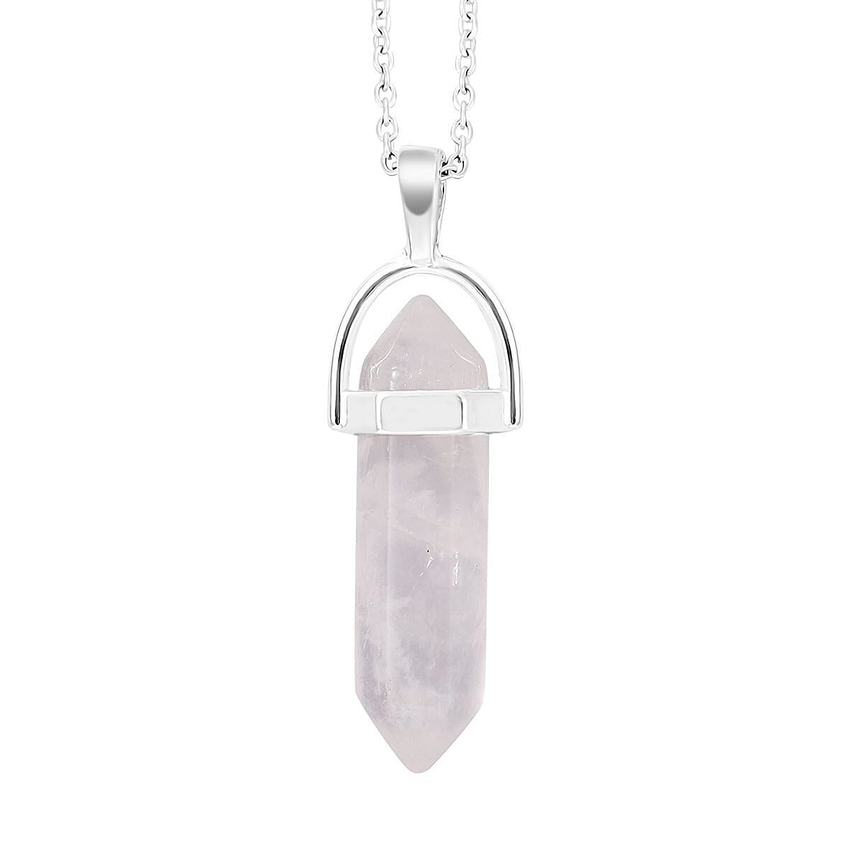 16 Carat Rose Quartz Solitaire Pendant with Chain in Stainless Steel 3599178 0
