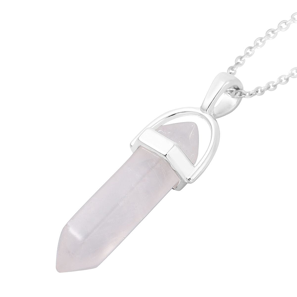 16 Carat Rose Quartz Solitaire Pendant with Chain in Stainless Steel 3599178 4