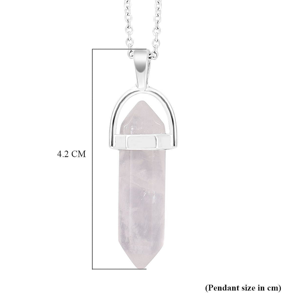 One Time Mega Deal - Rose Quartz Pendant with Chain (Size 24) in Silver Tone 16.00 Ct.