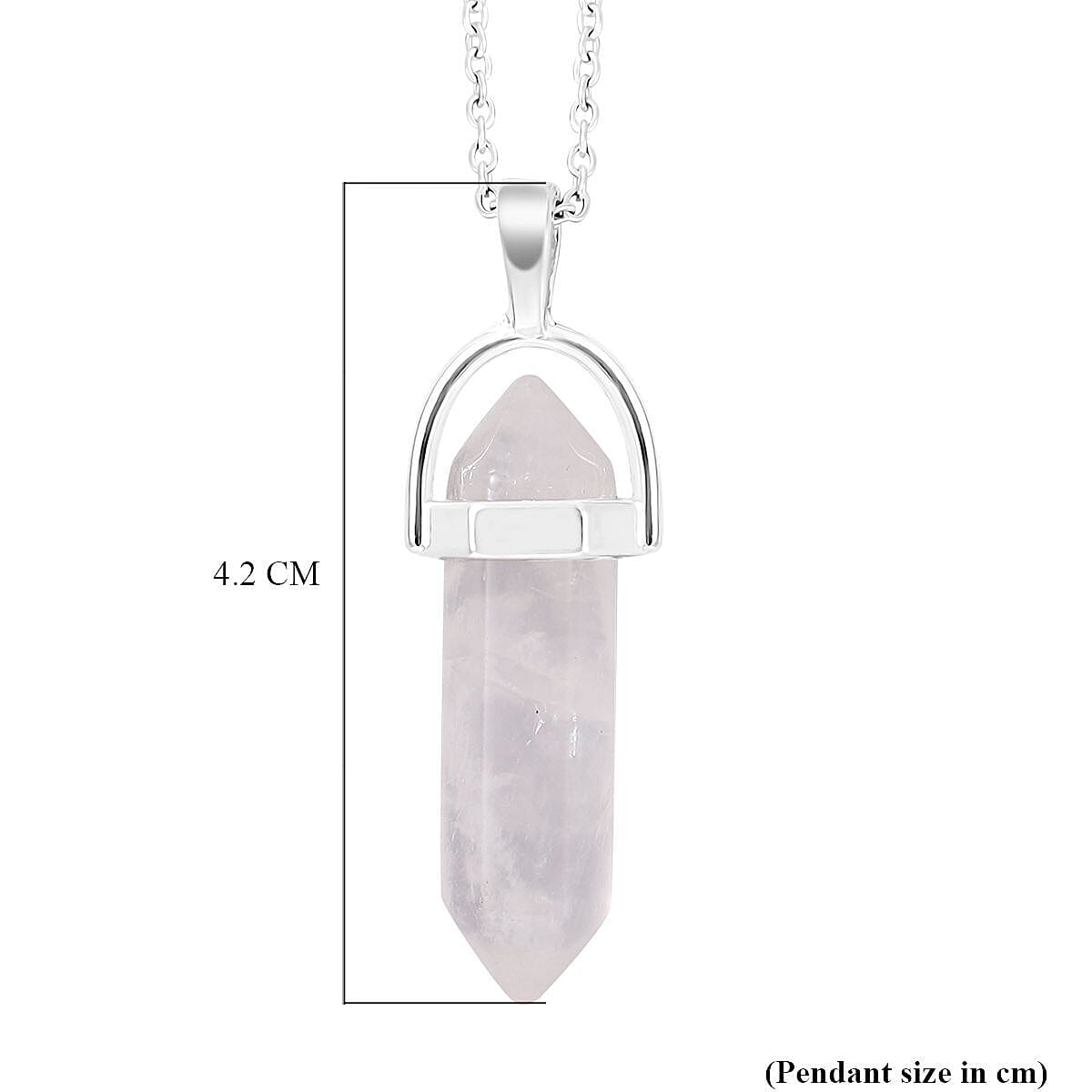 16 Carat Rose Quartz Solitaire Pendant with Chain in Stainless Steel 3599178 6