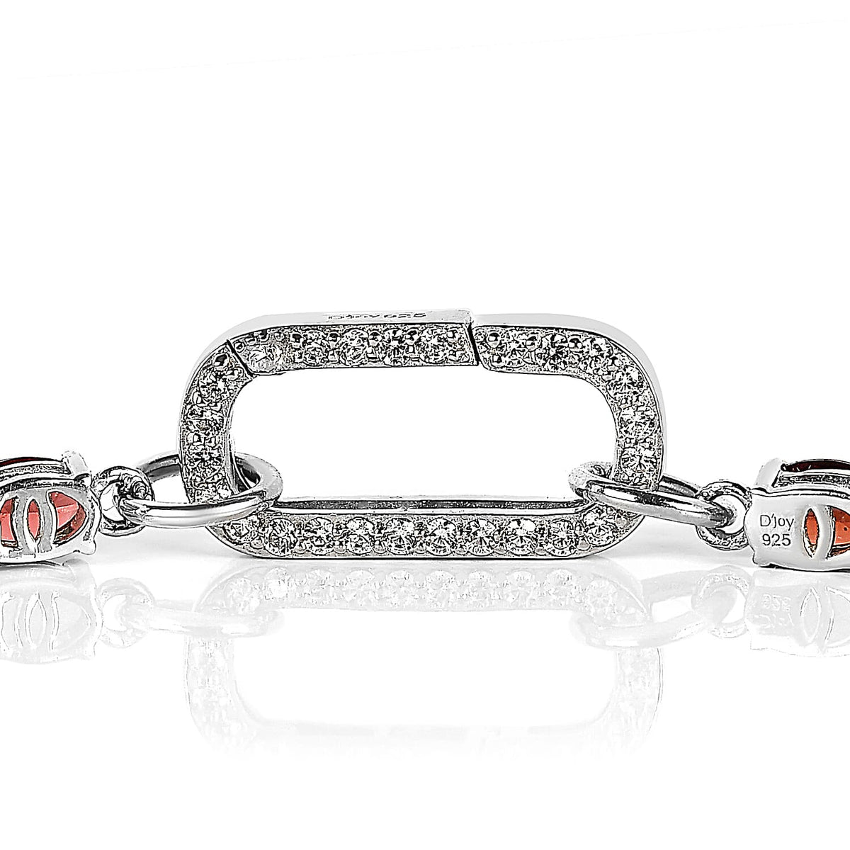 16.15 Ct. Mozambique Garnet and Simulated Diamond Bracelet (Size - 7.25) in Platinum Plated Sterling Silver 7307372 8