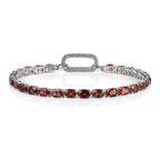 Mozambique Garnet and Simulated Diamond Bracelet (Size - 7.25) in Platinum Overlay Sterling Silver, Silver Wt. 9.00 Gms
