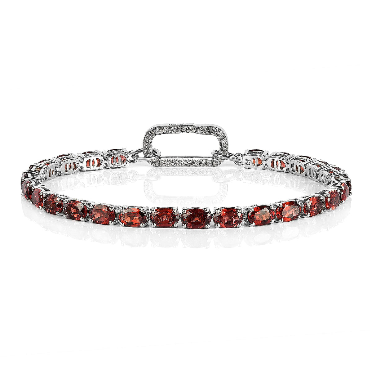 16.15 Ct. Mozambique Garnet and Simulated Diamond Bracelet (Size - 7.25) in Platinum Plated Sterling Silver 7307372 0