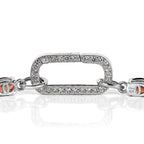 Mozambique Garnet and Simulated Diamond Bracelet (Size - 7.25) in Platinum Overlay Sterling Silver, Silver Wt. 9.00 Gms