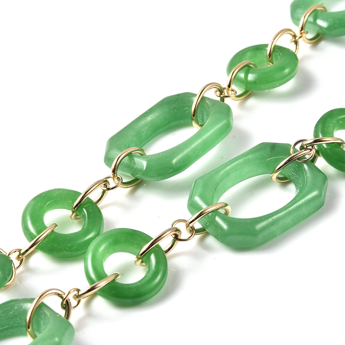 163 Ct. Green Jade and Natural Cambodian Zircon Necklace in Yellow Gold Plated Sterling Silver 20 Inches 3745128 3