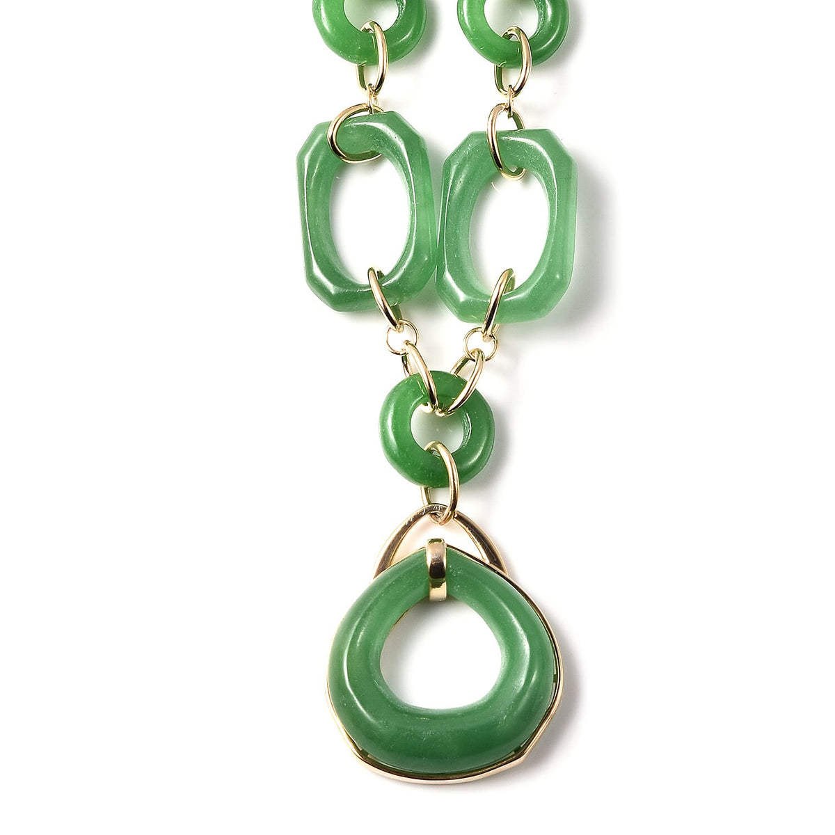 163 Ct. Green Jade and Natural Cambodian Zircon Necklace in Yellow Gold Plated Sterling Silver 20 Inches 3745128 5