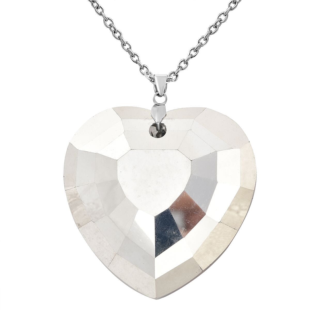167 Ct. Simulated Mystic Topaz Heart Pendant with Chain Size 24 in Silver Tone 4054358 5