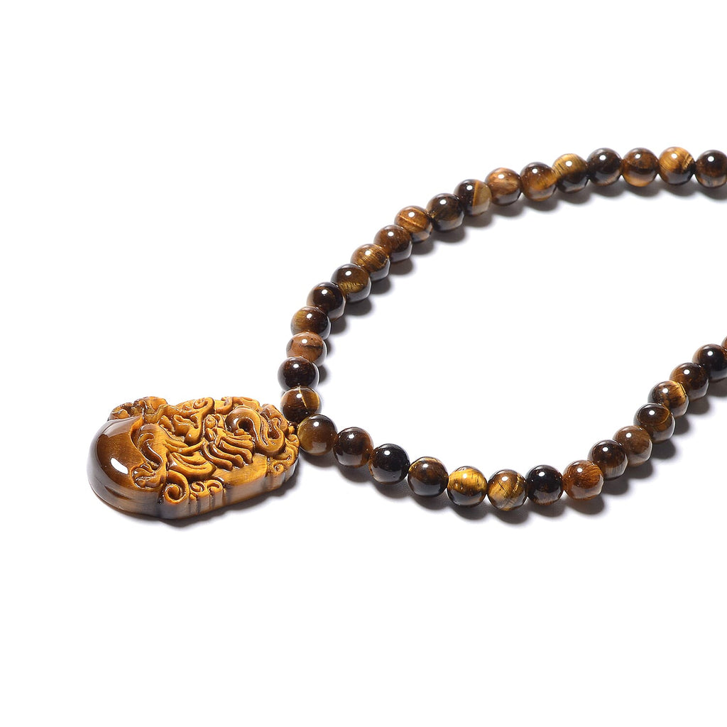 Yellow Tiger Eye Beads Necklace With Lobster Clasp (Size 18) in Rhodium Overlay Sterling Silver 178.8 Ct.