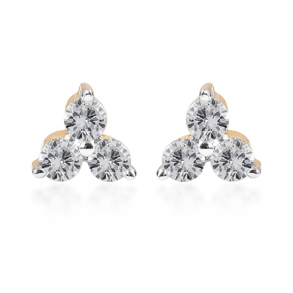 9K Yellow Gold SGL Certified Diamond (I3-GH) Stud Earring with Push Back 0.25 Ct.