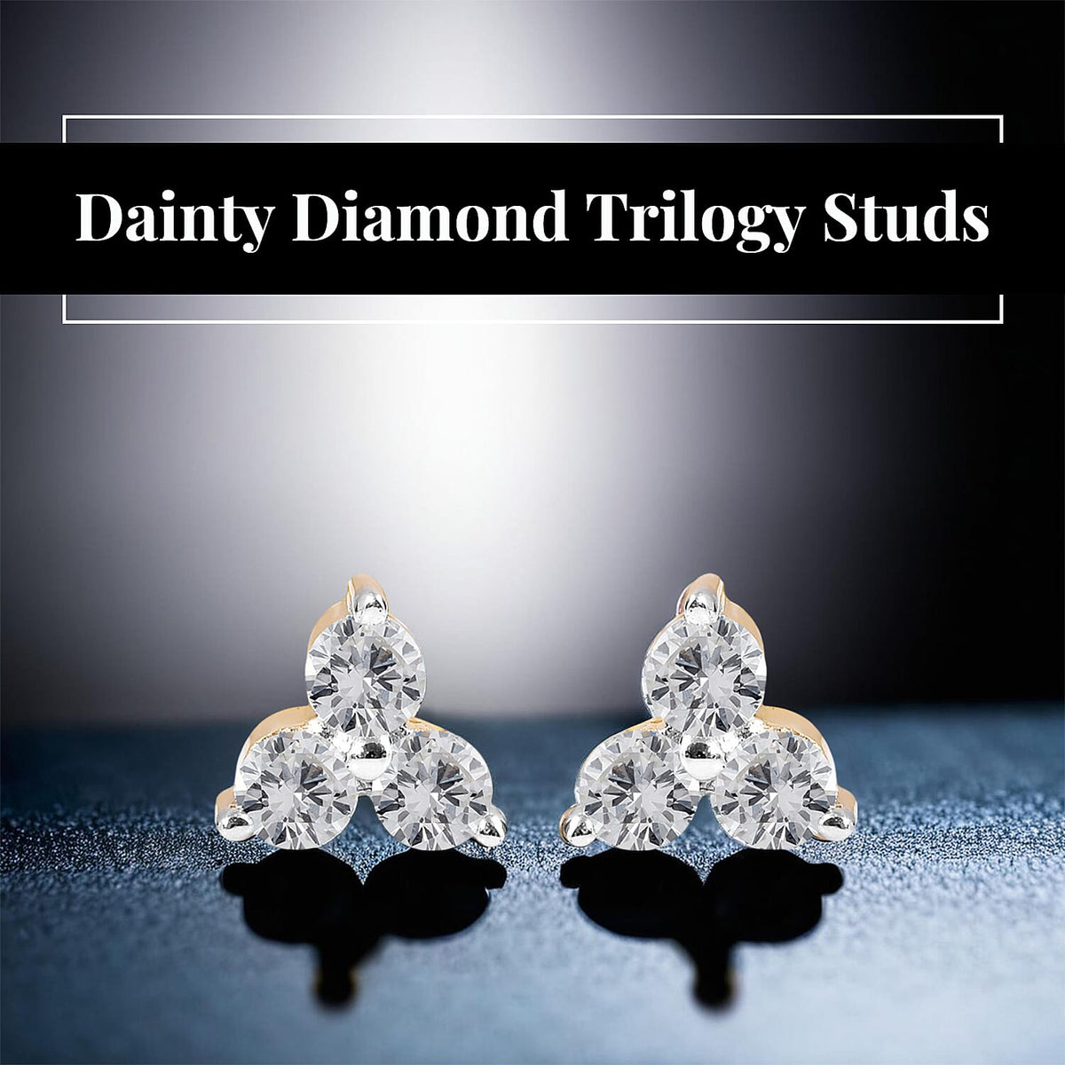 Natural Certified Diamond Trilogy Stud Earrings in 9K Yellow Gold 1808605 2