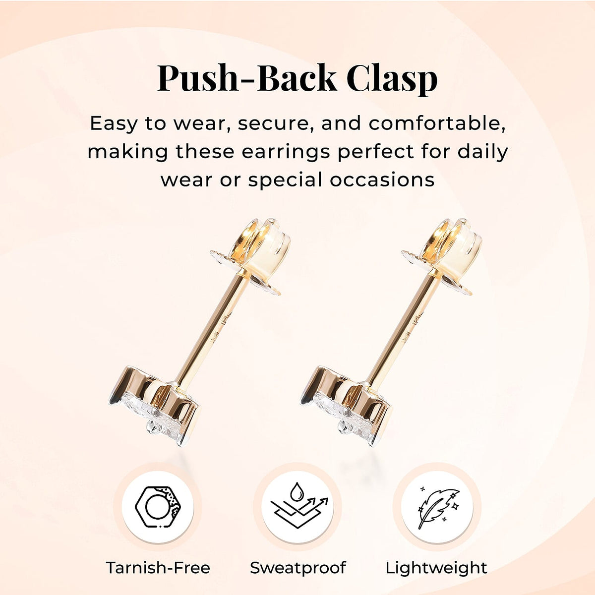 Natural Certified Diamond Trilogy Stud Earrings in 9K Yellow Gold 1808605 4