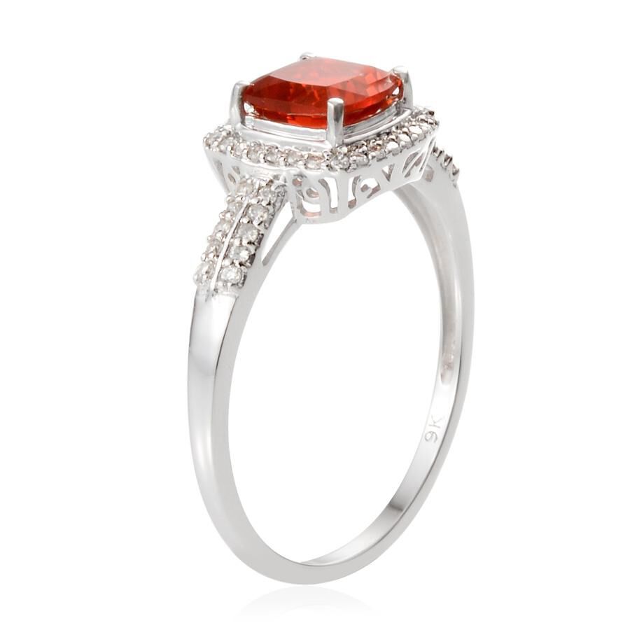 1.25 Ct Jalisco Fire Opal and Diamond Halo Ring in 9K White Gold 2.18 Grams 1860792 1