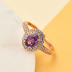 18K Rose Gold  AAA  Natural  Purple Sapphire ,  White Diamond  SI Ring 1.40 ct,  Gold Wt. 3.83 Gms  1.400  Ct.