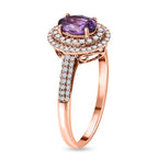 18K Rose Gold  AAA  Natural  Purple Sapphire ,  White Diamond  SI Ring 1.40 ct,  Gold Wt. 3.83 Gms  1.400  Ct.