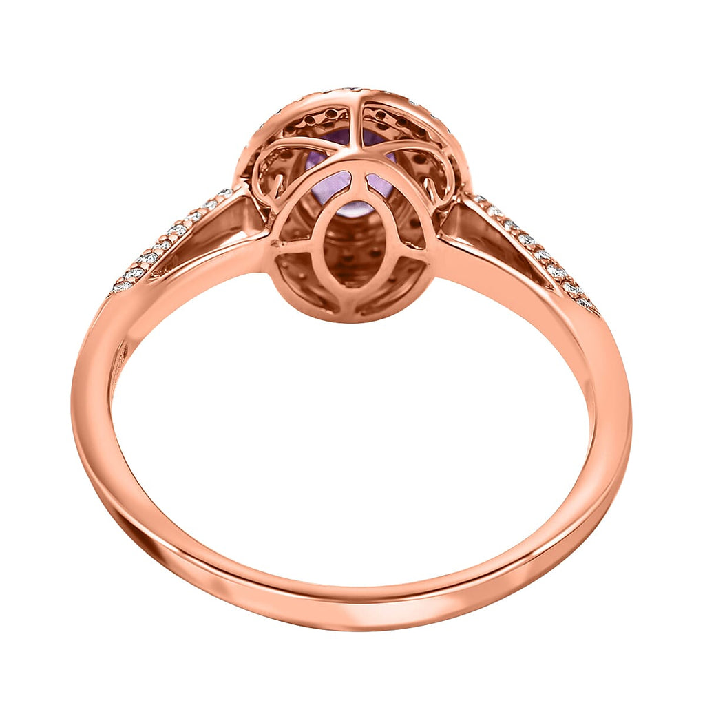 18K Rose Gold  AAA  Natural  Purple Sapphire ,  White Diamond  SI Ring 1.40 ct,  Gold Wt. 3.83 Gms  1.400  Ct.
