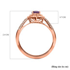 18K Rose Gold  AAA  Natural  Purple Sapphire ,  White Diamond  SI Ring 1.40 ct,  Gold Wt. 3.83 Gms  1.400  Ct.