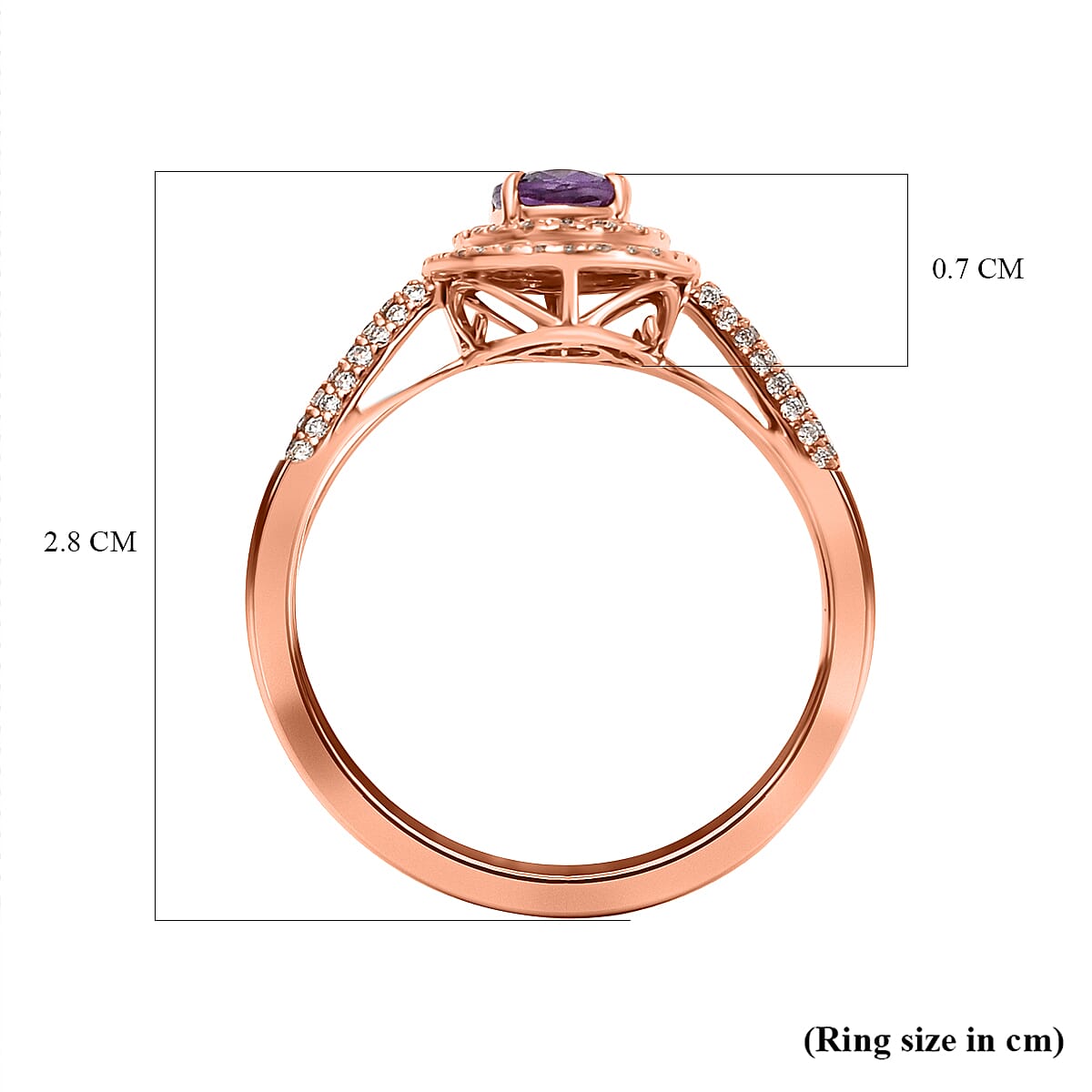 18K Rose Gold A Purple Sapphire, White Diamond SI Double Halo Ring, Gold Wt. 3.83 Gms  1.400  Ct. 7779220 5