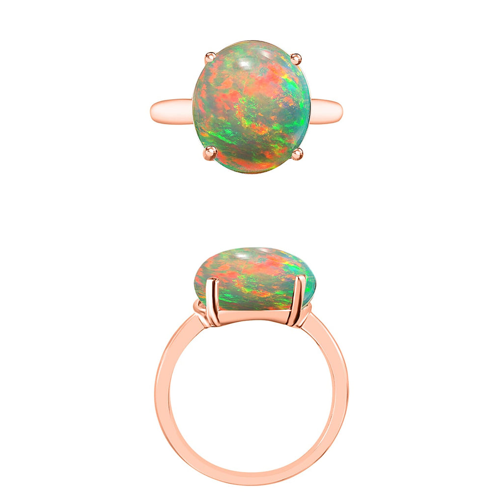 18K Rose Gold  AAA  Ethiopian Opal Solitaire Ring 2.40 ct,  Gold Wt. 5.5 Gms  2.400  Ct.