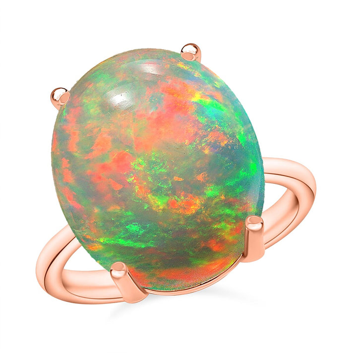 18K Rose Gold AAA Ethiopian Opal Solitaire Ring in Gold Wt. 5.5 grams, 5 Ct 7717681 1