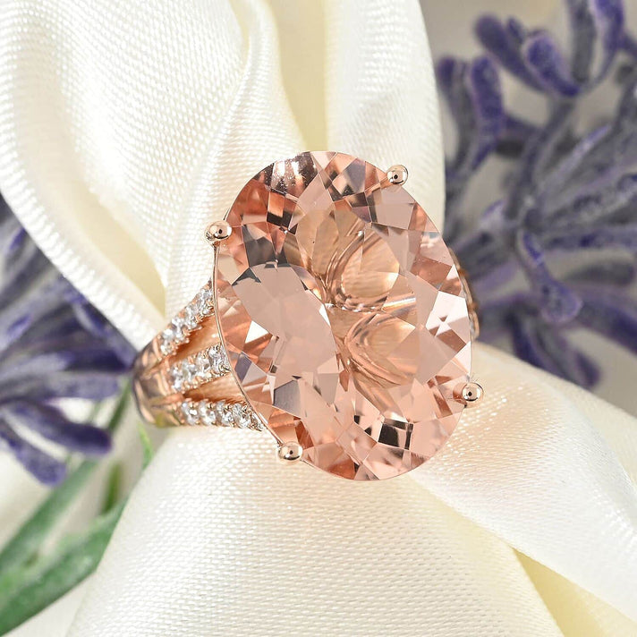 Iliana Appraised AAA Marropino Morganite and Diamond Solitaire Ring in 18K Rose Gold, AGI Certified 7200070 2