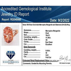 18K Rose Gold AGI Certified and Appraised AAA Marropino Morganite and Diamond (SI-G-H) Ring 11.80 Ct, Gold Wt. 6.40 Gms