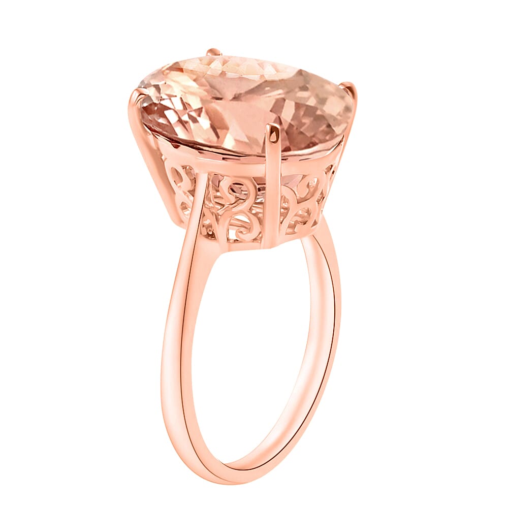 18K Rose Gold  AAA   Morganite  Ring 7.00 ct,  Gold Wt. 5.5 Gms  7.000  Ct.