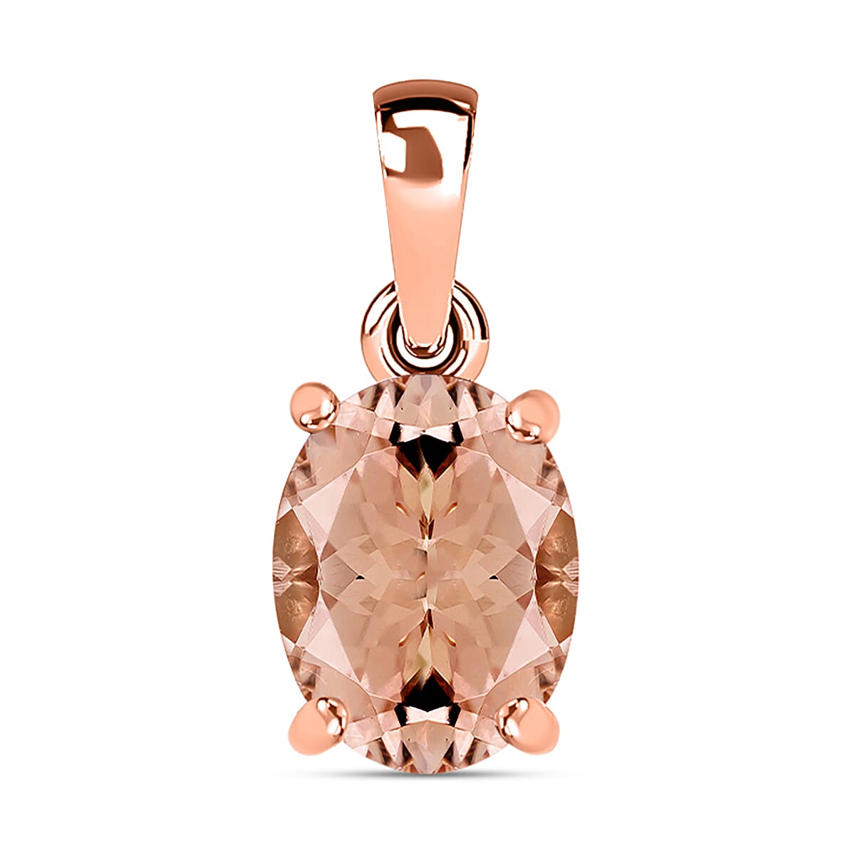18K Rose Gold AAA Morganite Solitaire Pendant in Gold Wt. 2 grams, 3 Ct 8000086 0