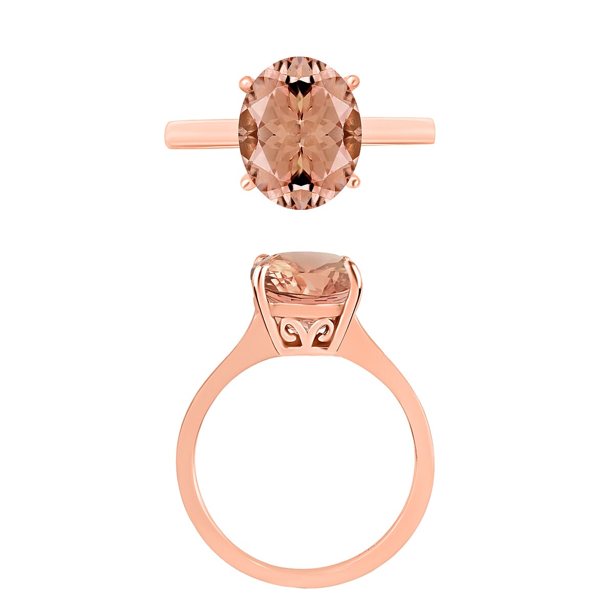 18K Rose Gold AAA Morganite Solitaire Ring in Gold Wt. 5.5 grams, 2.40 Ct 7718661 3