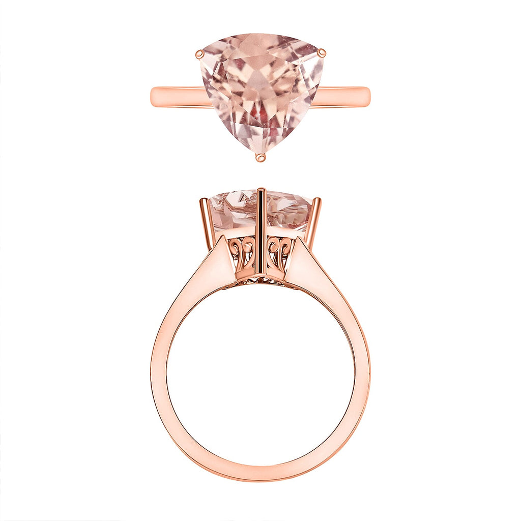 18K Rose Gold  AAA   Morganite  Solitaire Ring 2.60 ct,  Gold Wt. 5.5 Gms  2.600  Ct.