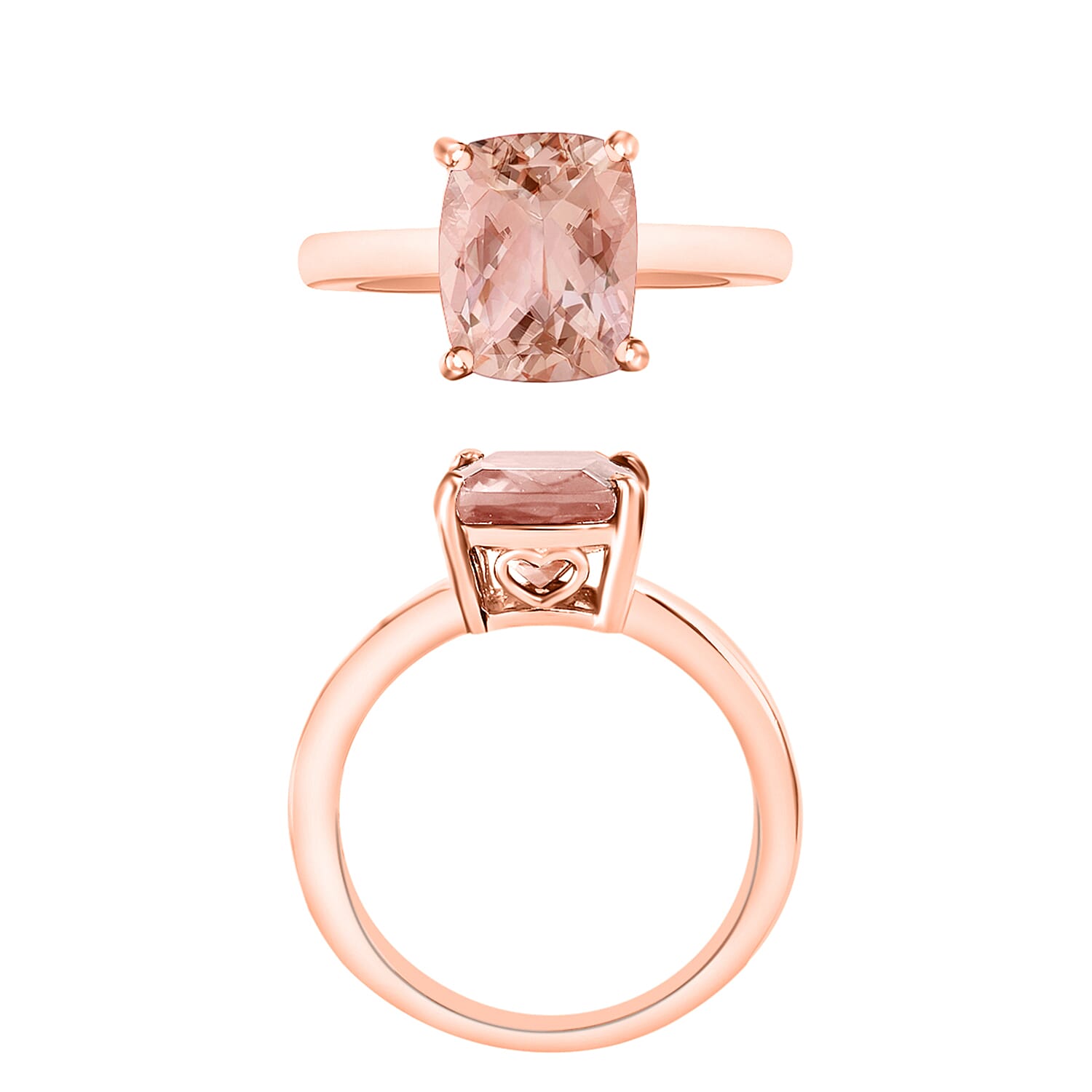 18K Rose Gold AAA Morganite Solitaire Ring in Gold Wt. 5.5 grams, 2.840 Ct 7720074 3