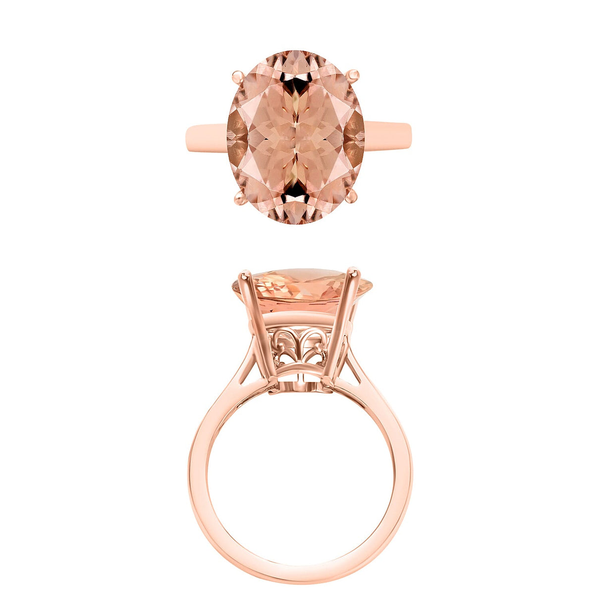 18K Rose Gold AAA Morganite Solitaire Ring in Gold Wt. 5.5 grams, 4.40 Ct 7718948 3
