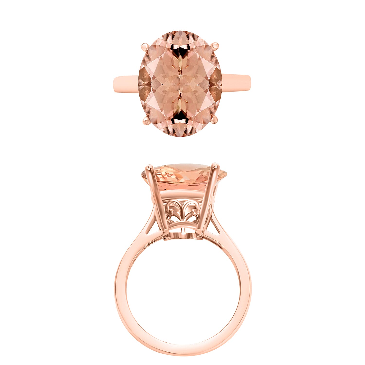 18K Rose Gold AAA Morganite Solitaire Ring in Gold Wt. 5.5 grams, 4.40 Ct 7718948 3