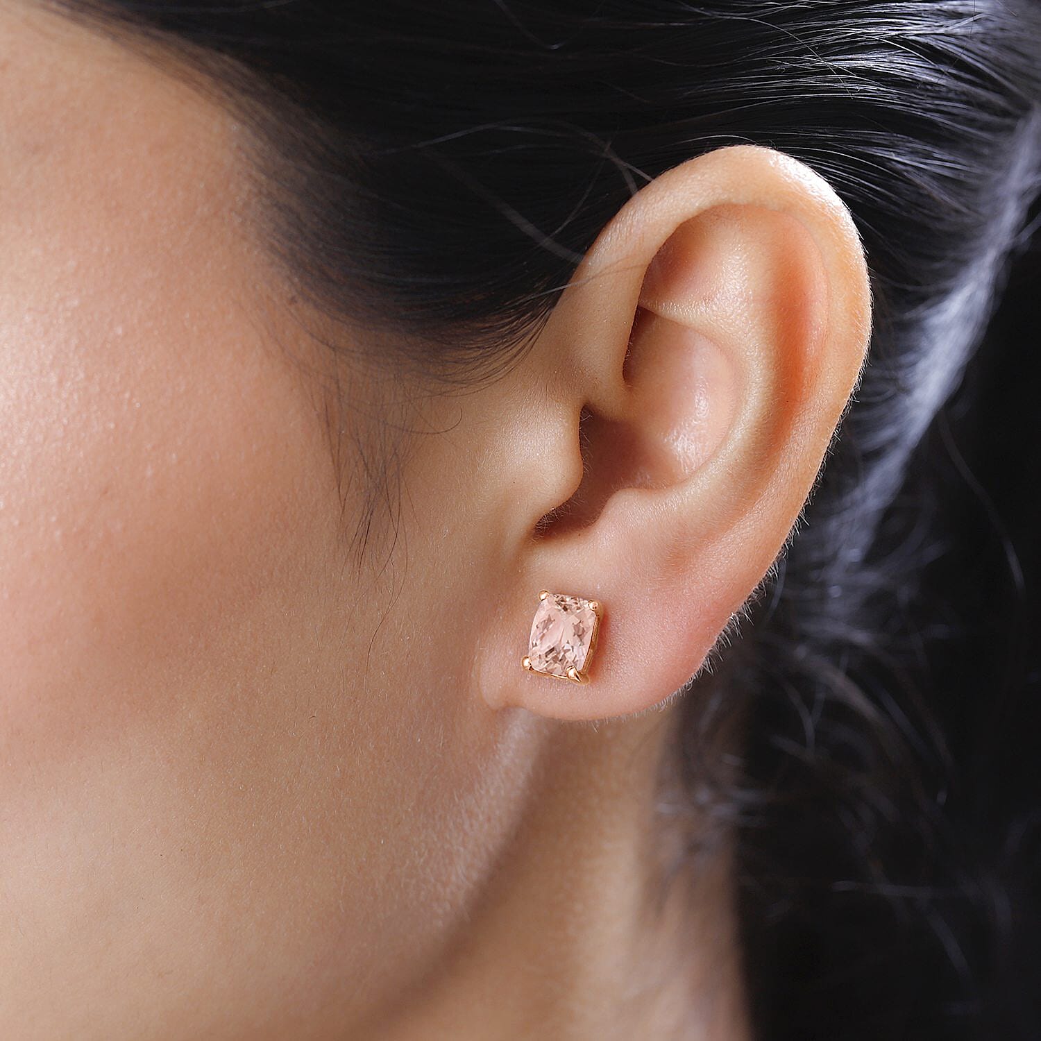 18K Rose Gold AAA Morganite Solitaire Stud Earrings with Screw Back 3.05 Ct. 8000523 1