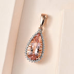 18K Rose Gold AAA Morganite & Diamond Pendant 7.70 Ct.