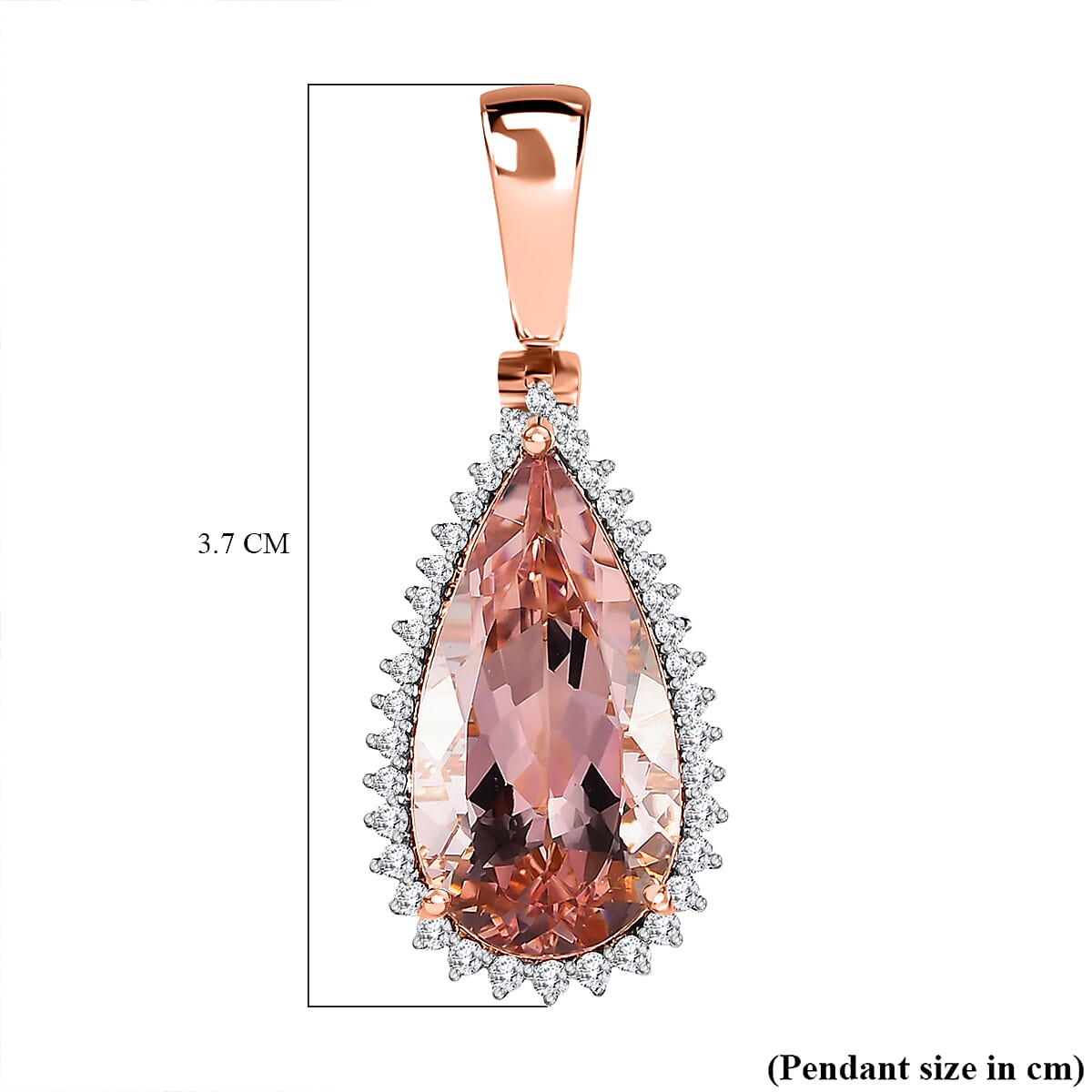 ILIANA 18K Rose Gold 7.68 Ct AAA Morganite and White Diamond SI GH Halo Pendant 7623299 5