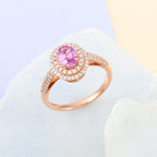 18K Rose Gold  AAA   Pink Sapphire ,  White Diamond  SI Solitaire Ring 1.40 ct,  Gold Wt. 3.58 Gms  1.400  Ct.