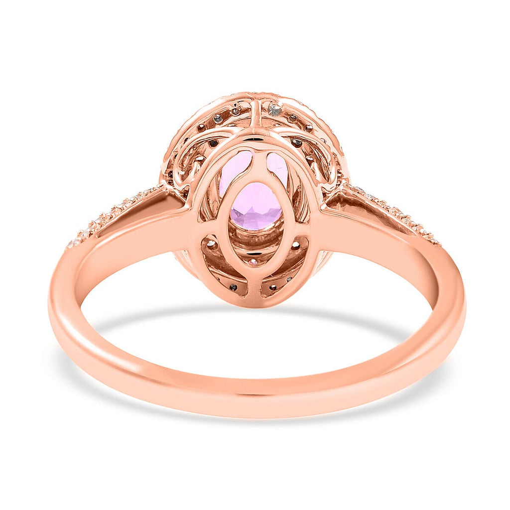 18K Rose Gold  AAA   Pink Sapphire ,  White Diamond  SI Solitaire Ring 1.40 ct,  Gold Wt. 3.58 Gms  1.400  Ct.
