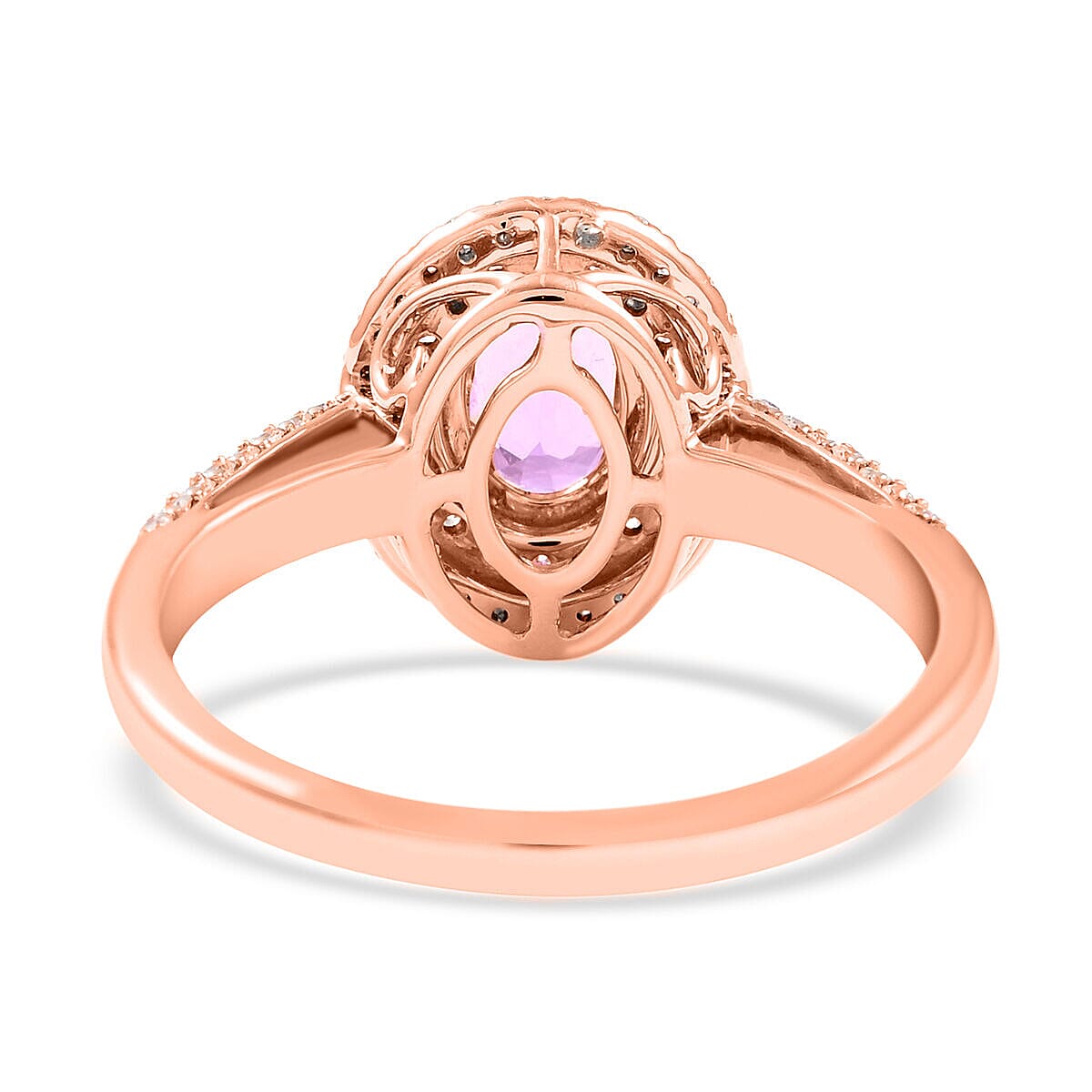 18K Rose Gold  AAA   Pink Sapphire ,  White Diamond  SI Solitaire Ring 1.40 ct,  Gold Wt. 3.58 Gms  1.400  Ct. 7079191 5