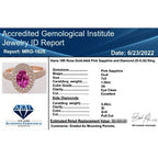 18K Rose Gold  AAA   Pink Sapphire ,  White Diamond  SI Solitaire Ring 1.40 ct,  Gold Wt. 3.58 Gms  1.400  Ct.