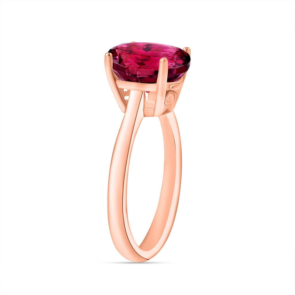 18K Rose Gold  AAA   Rubellite  Solitaire Ring 2.53 ct,  Gold Wt. 5.5 Gms  2.530  Ct.