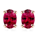 18K Rose Gold  AAA   Rubellite  Solitaire Stud Push Post Earring 1.30 ct,  Gold Wt. 2.5 Gms  1.300  Ct.