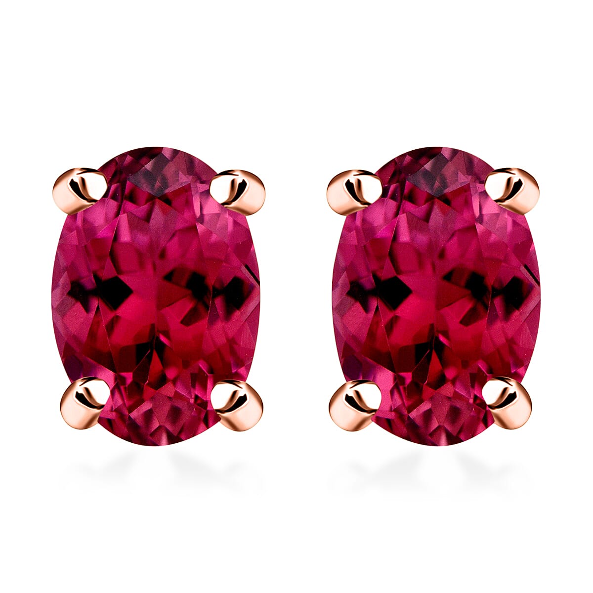 18K Rose Gold AAA Rubellite  Solitaire Stud Earrings 1.30 ct. 8000532 0