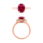 18K Rose Gold  AAA   Rubellite ,  White Diamond  SI Main Stone With Side Stone Ring 2.50 ct,  Gold Wt. 5.5 Gms  2.500  Ct.